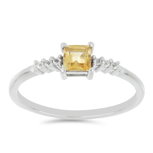 BUY 925 STERLING SILVER NATURAL CITRINE WITH WHITE ZIRCON GEMSTONE RING